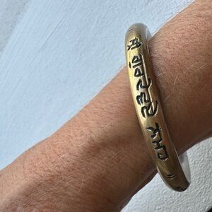 Gold Engraved Bangle Bracelet